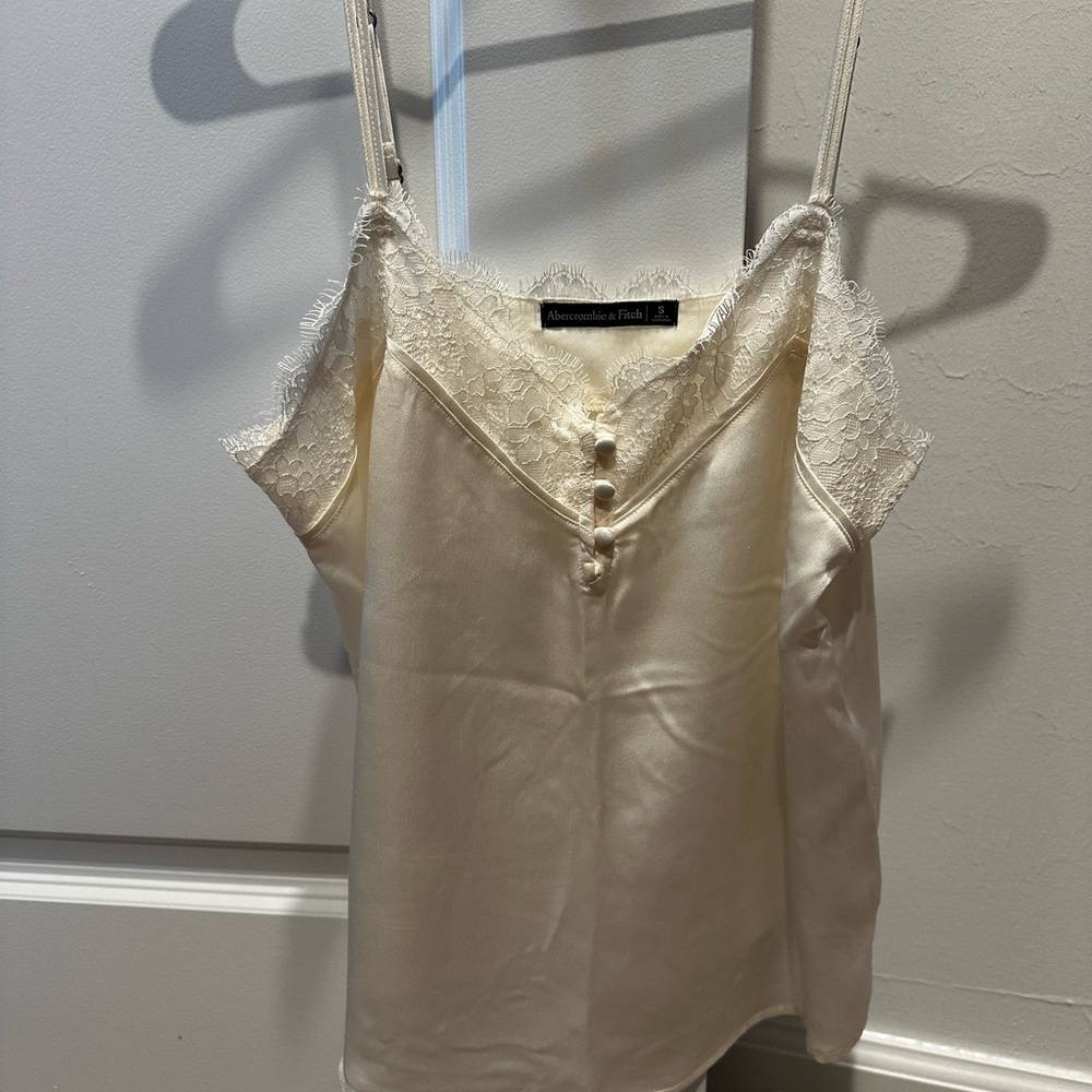Abercrombie & Fitch Ivory Satin Lace Cami
